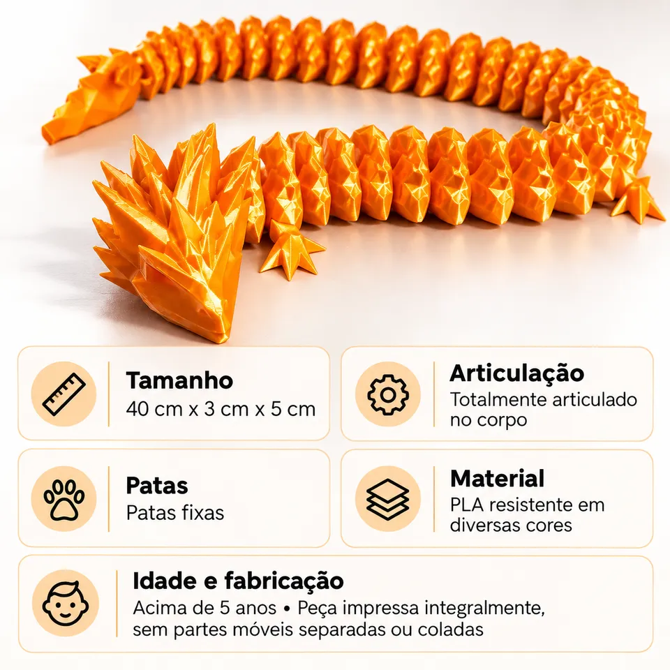 Dragão Cristal Articulado 40 cm