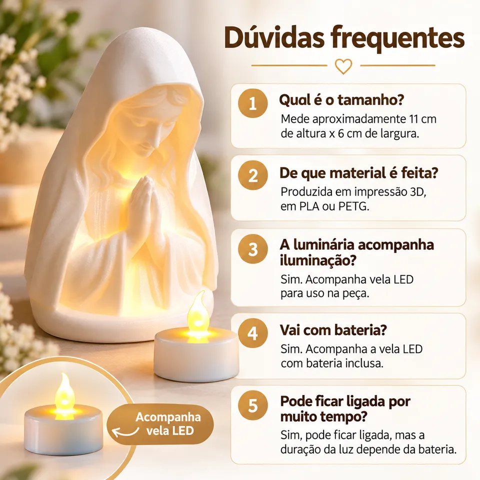 Luminária Nossa Senhora com Vela LED