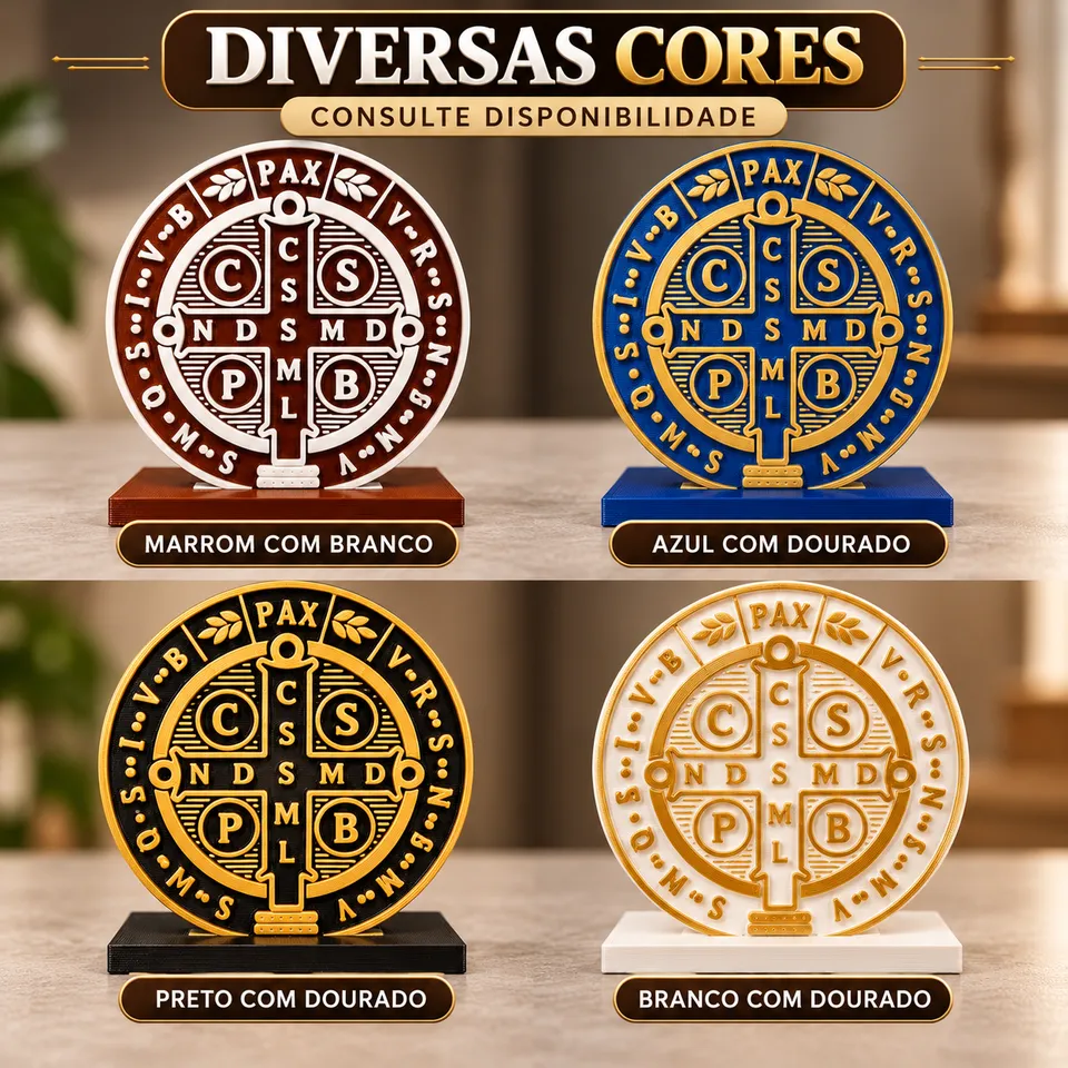 Medalhão de São Bento 10cm 3D com ou sem Base
