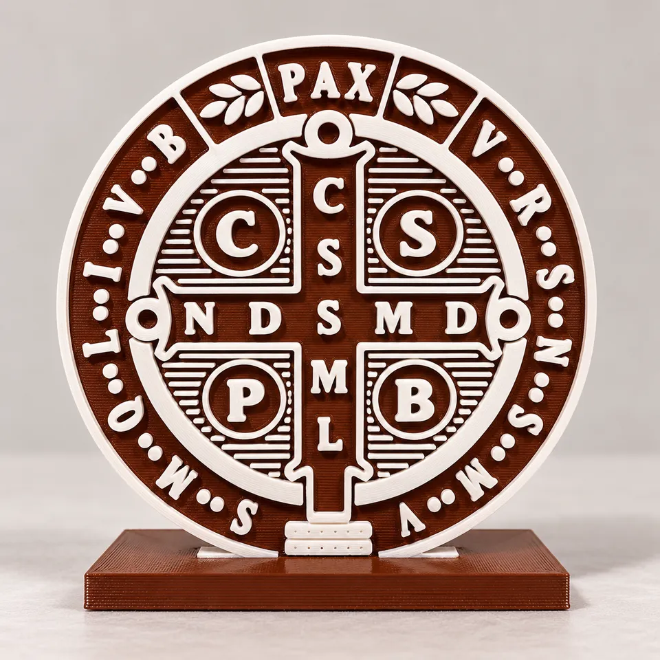 Medalhão de São Bento 10cm 3D com ou sem Base
