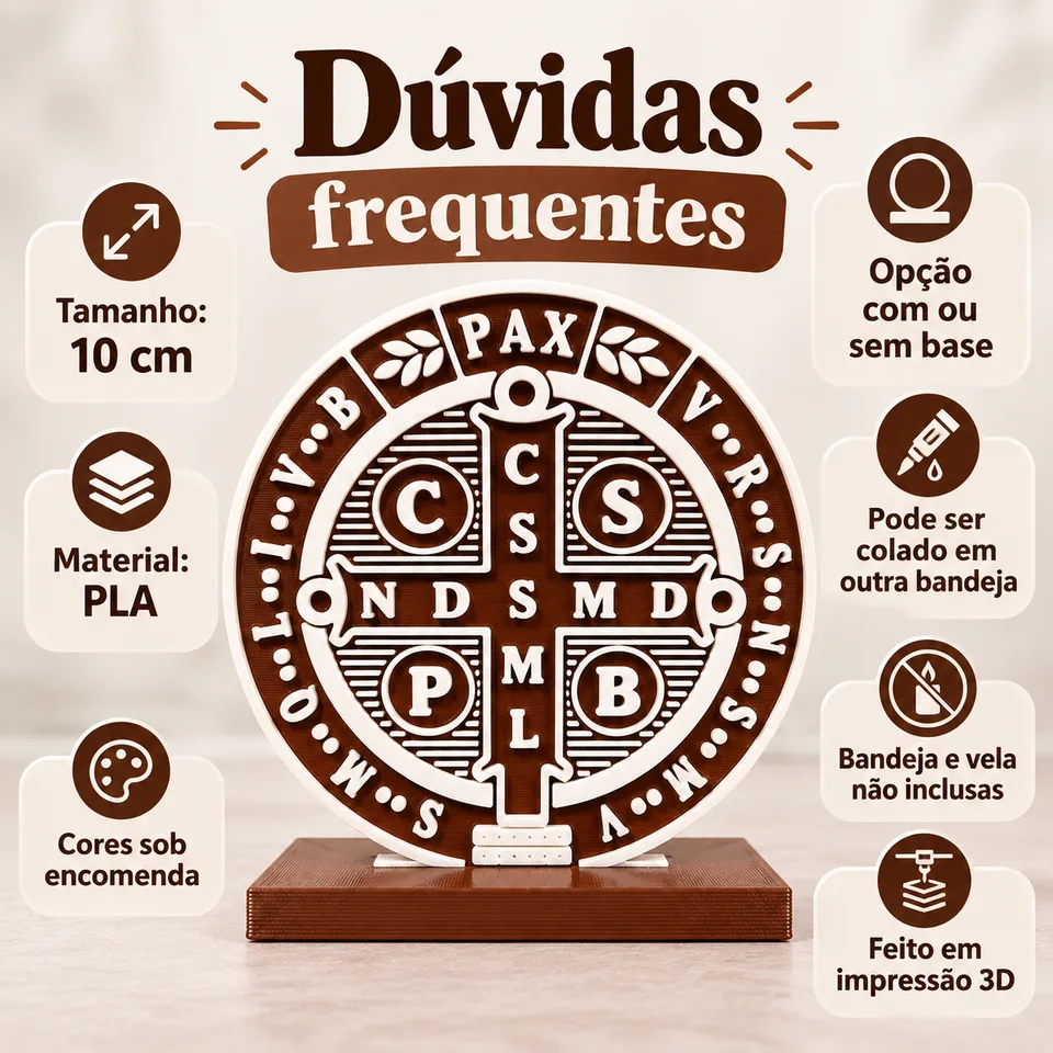Medalhão de São Bento 10cm 3D com ou sem Base